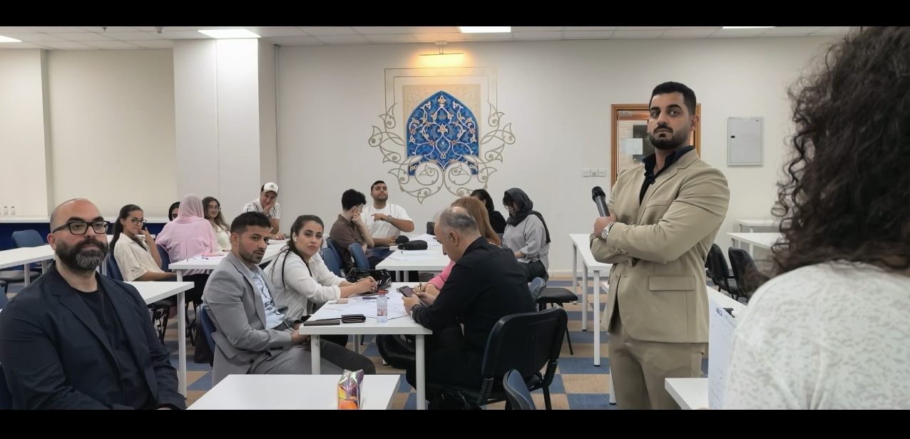Ahmed Salama leading an AI training session at Azad Islamic University